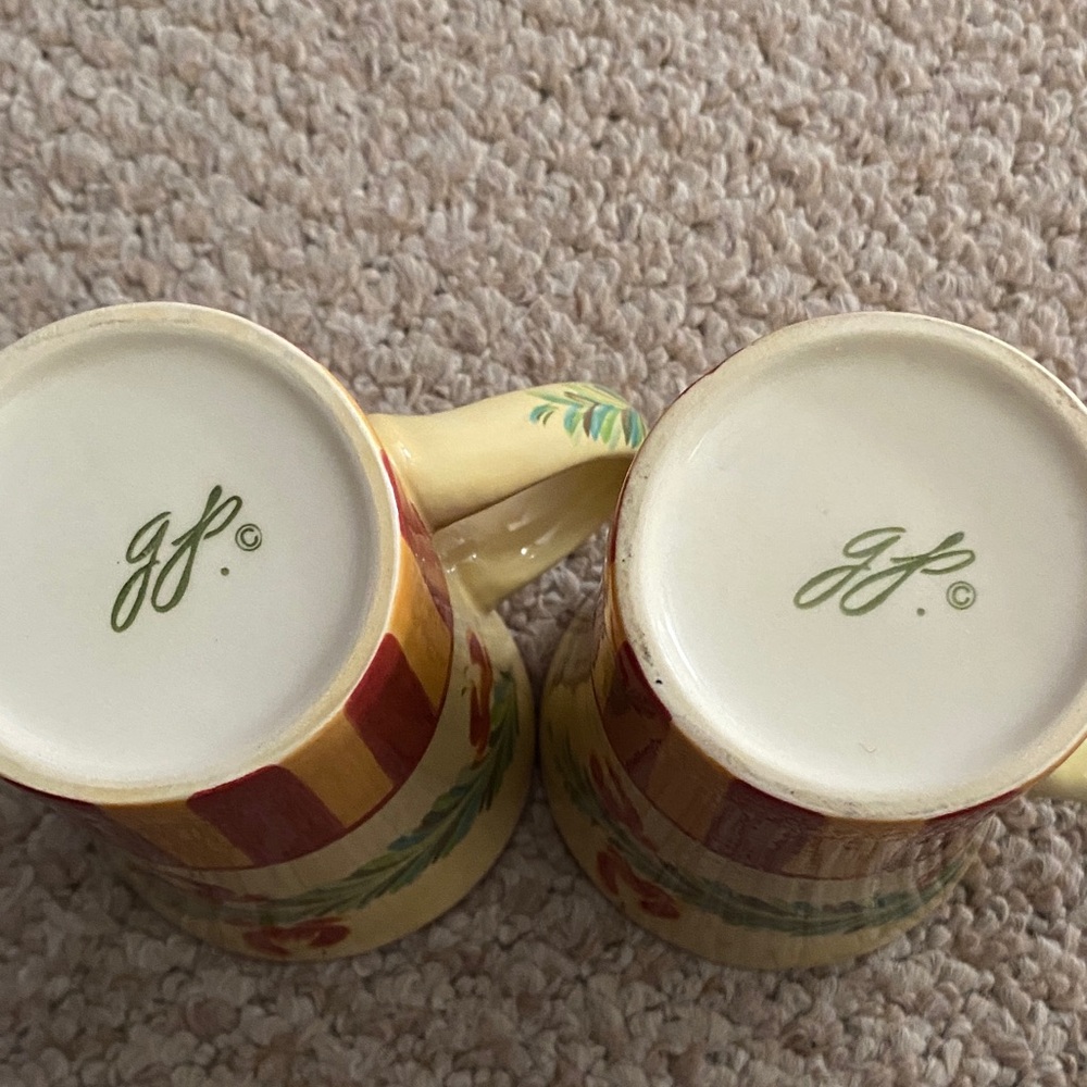 2 Vintage Gail Pittman Hand Painted coffee mugs Siena  Garland Pattern - Picture 3 of 17